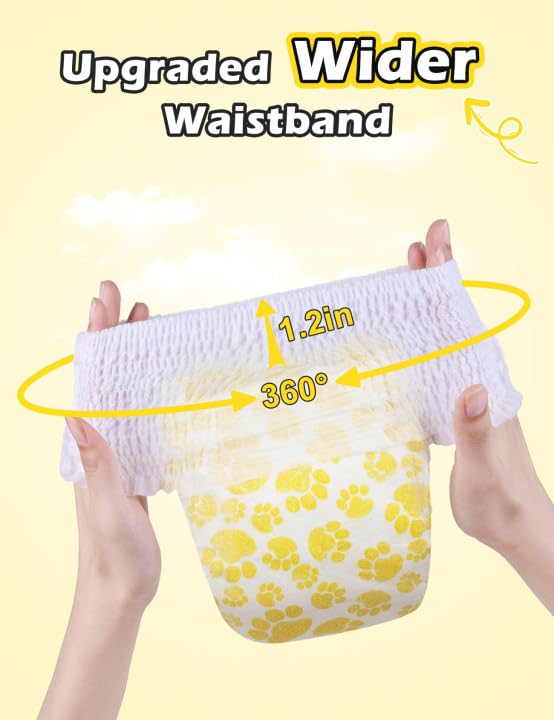 Dono Dog Diapers Female For Large Dogs With Stretchy Waist, Disposable Pull Up Full Wrap Puppy In Heat Period Diapers, 360 Leak-