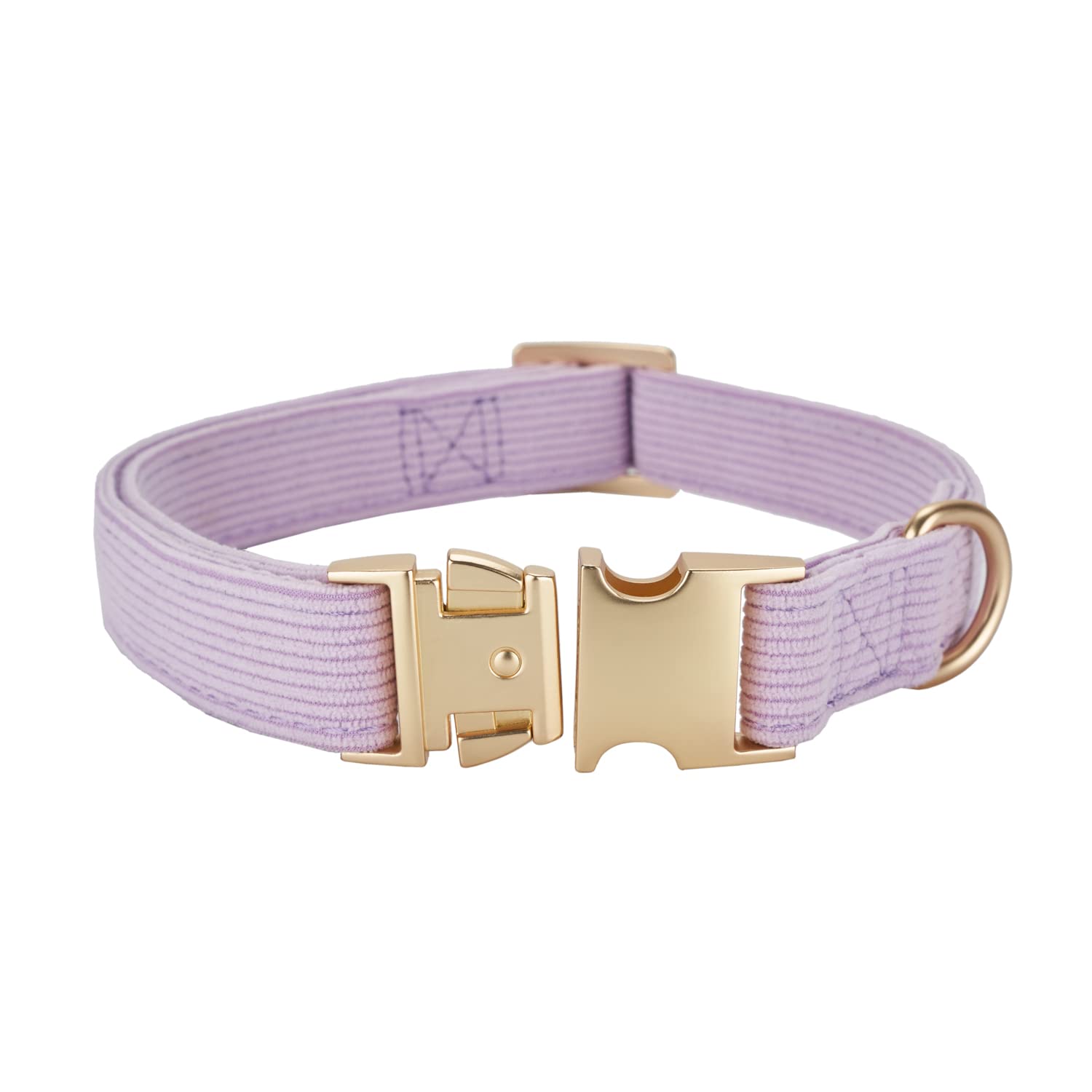 Petiry Soft Corduroy Fibric Dog Collar with High Grade Metal Buckle, for Large Dogs.(Purple,Large:17-26'')