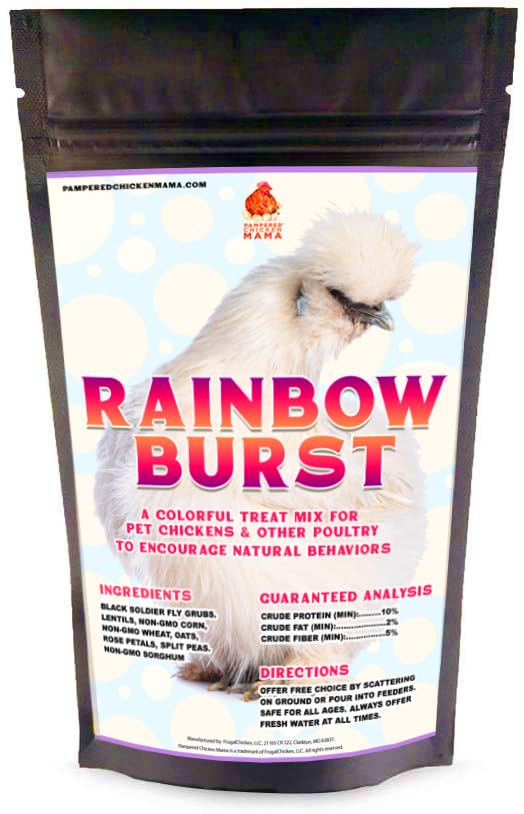 Pampered Chicken Mama Omega-Rich Rainbow Burst Chicken Treats for Hens with Black Soldier Fly Larvae for Chickens, Dried Mealwor