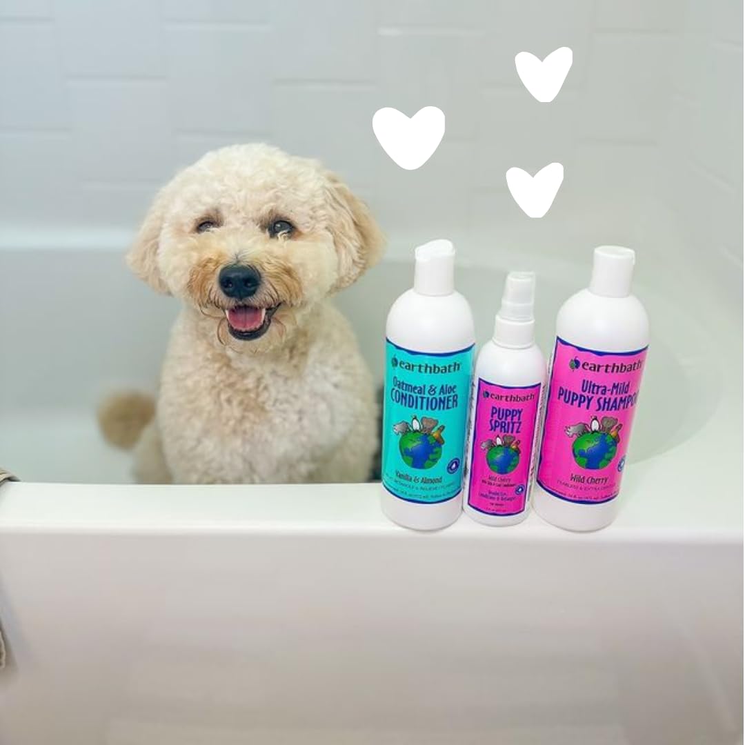 Earthbath, Ultra-Mild Puppy Shampoo And Oatmeal & Aloe Conditioner - Best Dog Shampoo And Conditioner, Made In Usa, 100% Cruelty Free Dog Wash, Soothing Oatmeal Shampoo For Dogs - 16 Oz (1 Set)