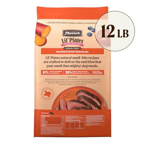 Merrick Lil Plates Premium Grain Free Dry Dog Food For Small Dogs, Real Texas Beef And Sweet Potato Kibble - 12.0 lb. Bag