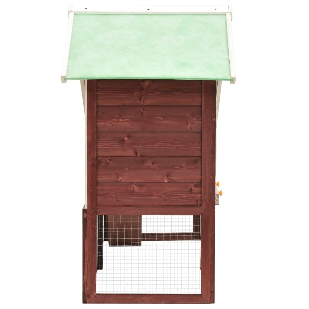 vidaXL Two-Tier Rabbit Hutch with Water-Resistant Fabric Roof | Mocha and White | Solid Firwood Construction | 55.1&quot;x24.8&quot;x47.2&quot; | Unique Farmhouse Design for Small Animals