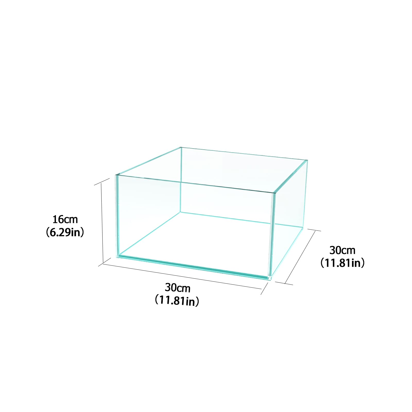 Fzone 3.8Gal Shallow Rimless Low Iron Fish Tank Nova Clear Ultra-White 45 Mitered Edges Translucent Glass Anata Series Aquarium