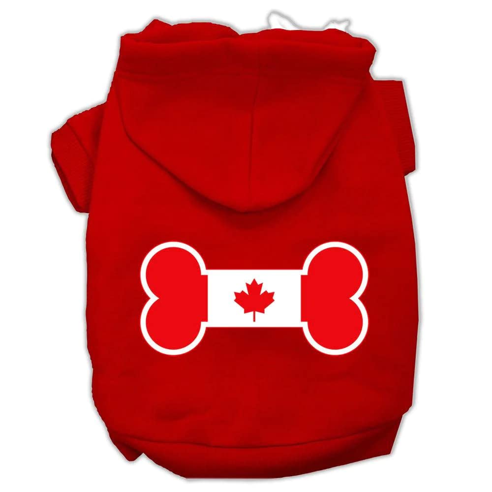 Pet, Dog & Cat Hoodie Screen Printed, 'Bone Shaped Canadian Flag' Blue Xl (14-20 Lbs.)