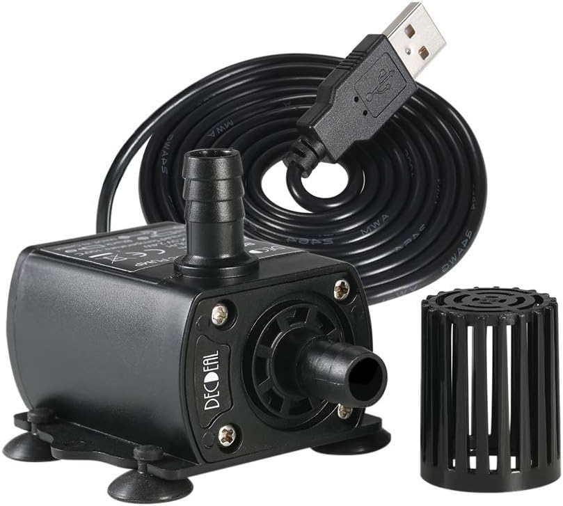 Decdeal Submersible Water Pump Aquarium Fountain With Flow Adjustment Function And Usb Interface, Dc 5V 4.8W 300L/H Lift 300Cm