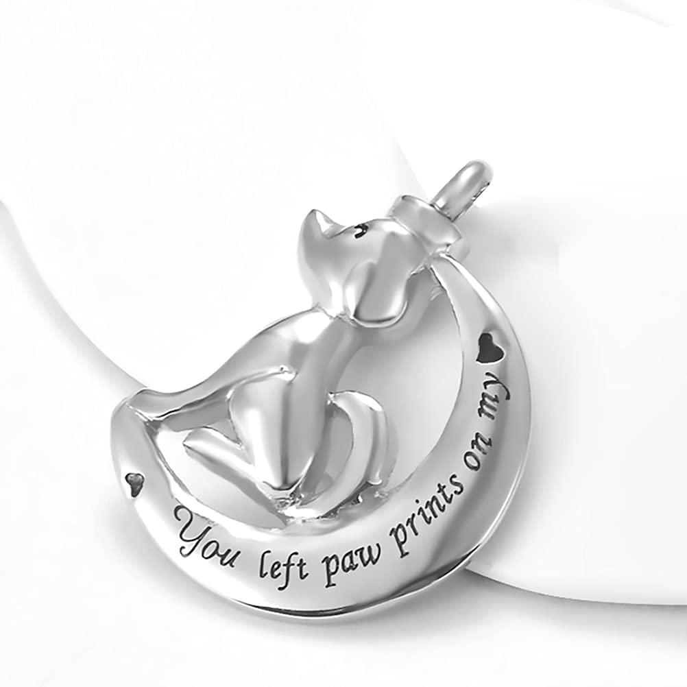 Mzc Jewelry Pet Dog Cremation Urn Necklace For Ashes You Left Paw Prints On My Heart Keepsake Pendant Ashes Holder For Women Men