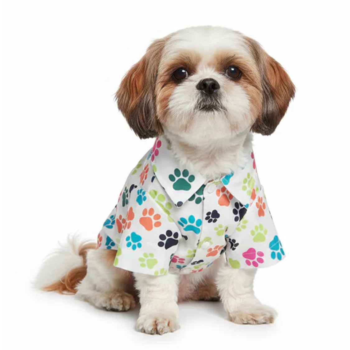 Pets Empire Colourful Holi Shirt Hand Shape Printed Half Sleeves Dog T-Shirt/Apparel/Clothes/Tees Gift For Dogs. (Size 24, Multi