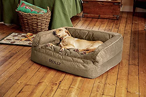 Orvis ComfortFill-Eco Dog Bed, Medium, Brown Tweed, Polyester Material