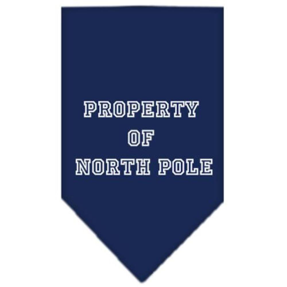 Mirage Pet Products Property of North Pole Screen Print Bandana for Pets, Small, Navy Blue