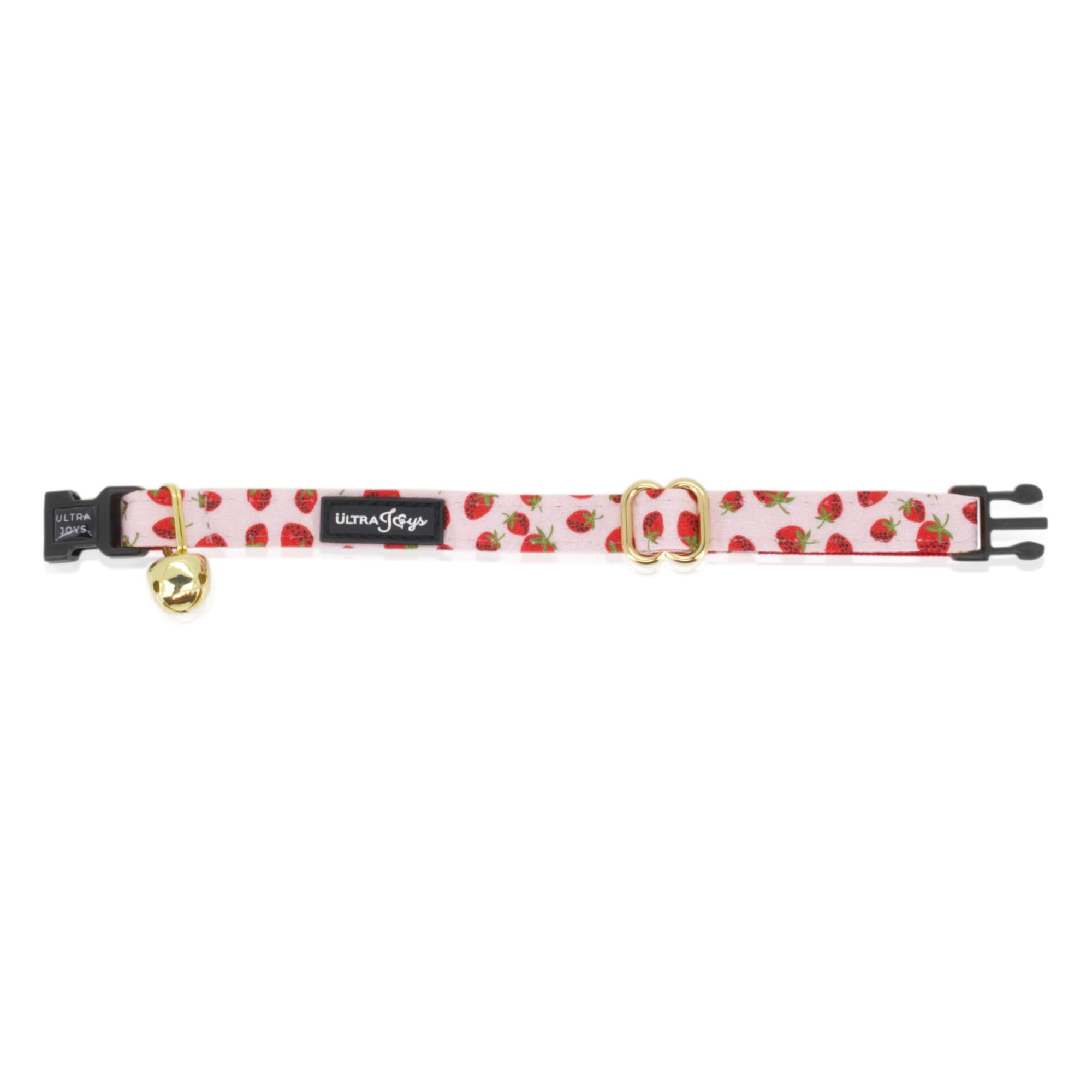 Ultra Joys Cat Collar With Bells - Breakaway, Boy & Girl, Kitten Collar - Strawberry Large