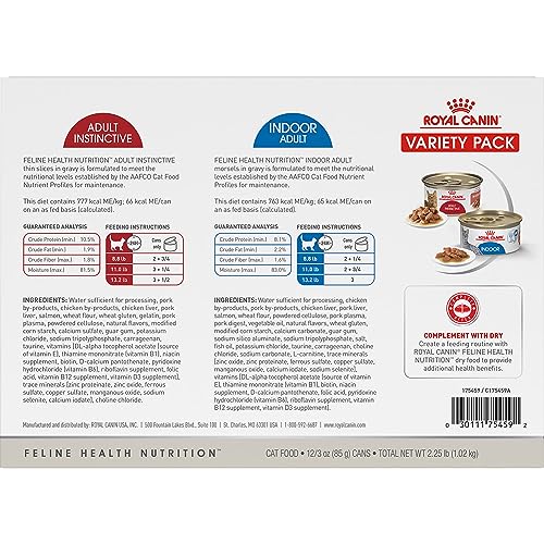 Royal Canin Feline Health Nutrition Indoor Adult & Adult Instinctive Thin Slices in Gravy and Morsels in Gravy Variety Pack Cat