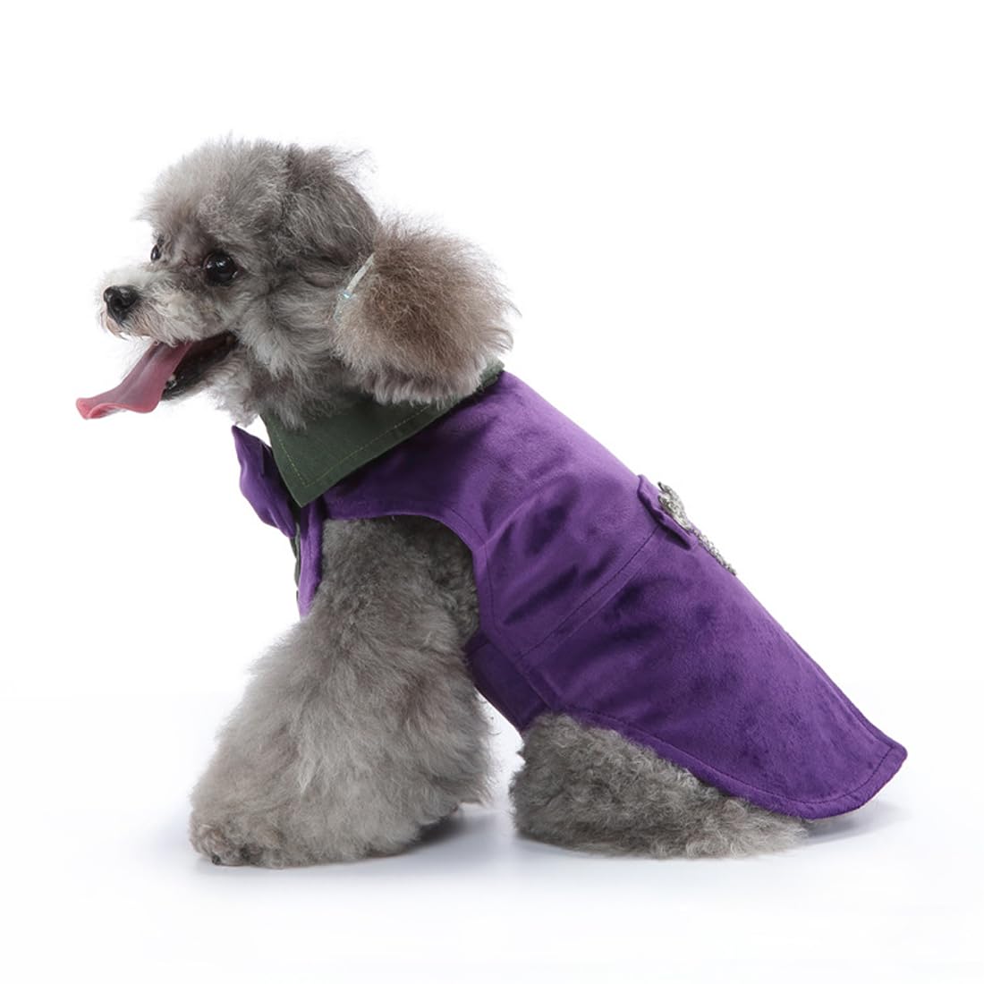 Doteyayp Puppy Velvet Tuxedo With Detachable Bowtie Prom Wedding Formal Wear Prince Costume For Small Dog (Large, Purple)