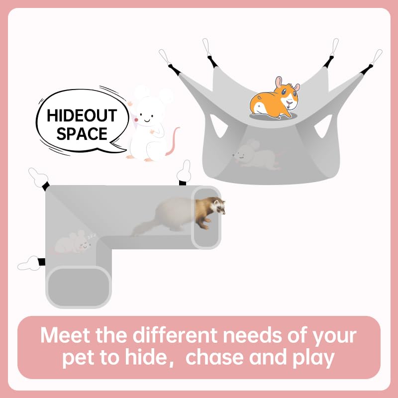 Rat Ferret Hammock Toys Cage Accessories, Guinea Pig Hideout Tunnel, Warm Bed For Rat Ferret Guinea Pig Sleep Hide And Play (1.H