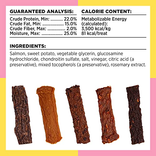 BIXBI Hip & Joint Support Salmon Jerky Dog Treats, 4 oz - USA Made Grain Free Dog Treats - Glucosamine, Chondroitin for Dogs - H