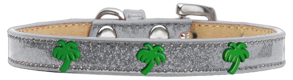 Mirage Pet Products 633-24 SV14 Green Palm Tree Widget Ice Cream Dog Collar, Size 14, Silver