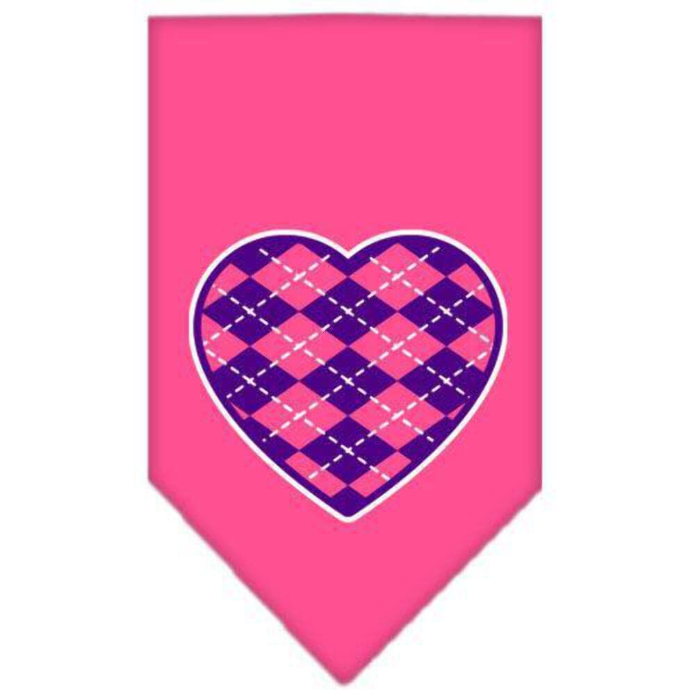 Mirage Pet Products Argyle Heart Purple Screen Print Bandana for Pets, Large, Yellow