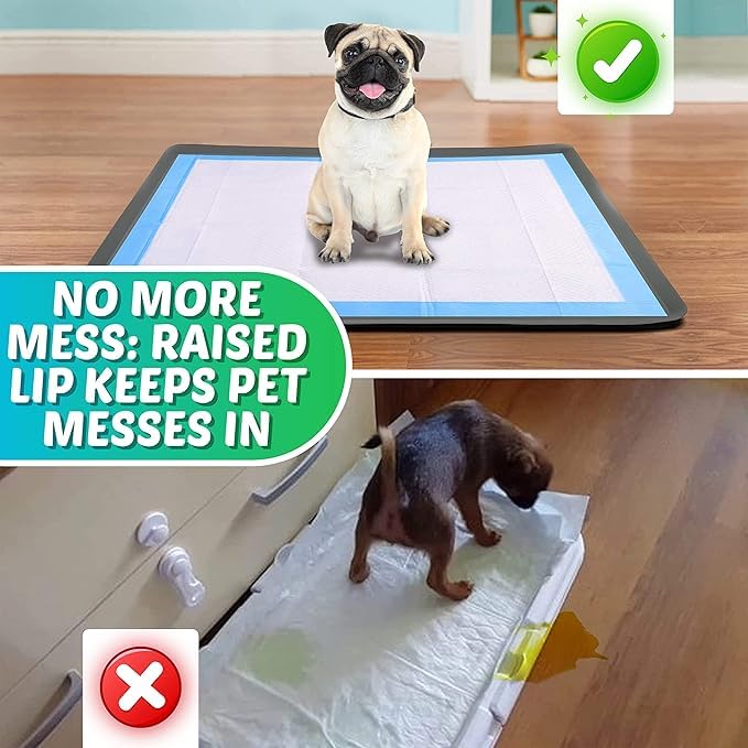 TidyFriend Dog Pad Holder Tray for 30 x 36 Inches Training Pads - 2 Pack, Silicon Wee Wee Pad Holder, No Spill Pee Pad Holder fo