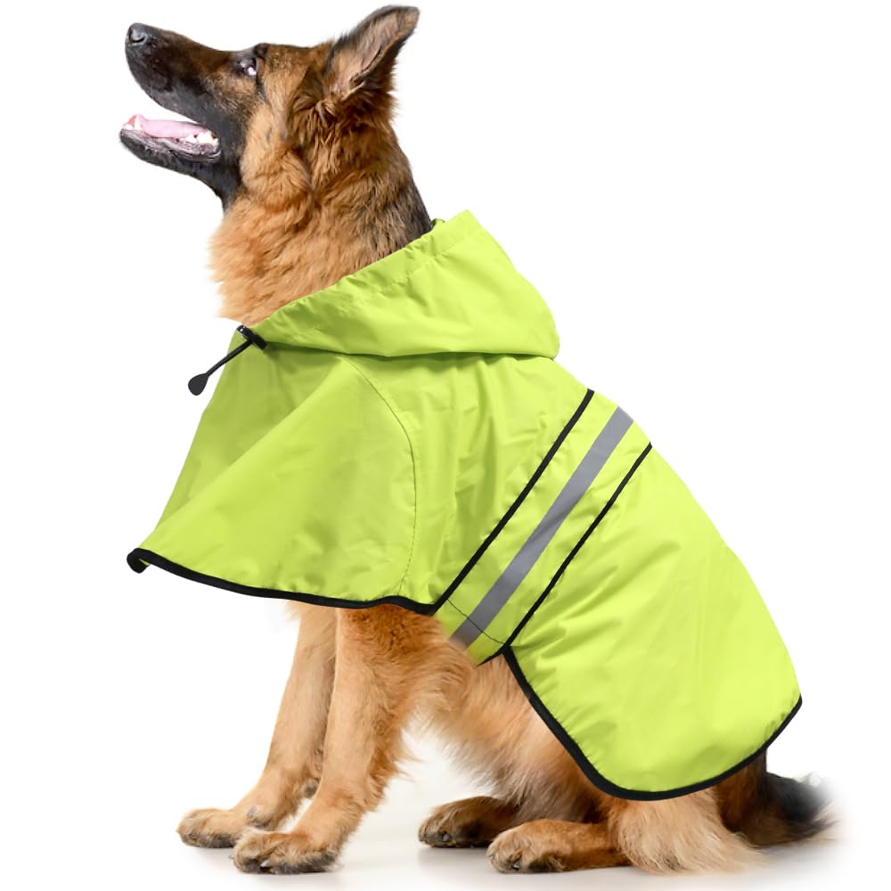 Ezierfy Waterproof Raincoats For Dogs - Adjustable Pet Raincoat Jacket, Lightweight Dog Hooded Rain Coat Waterproof Rain Poncho