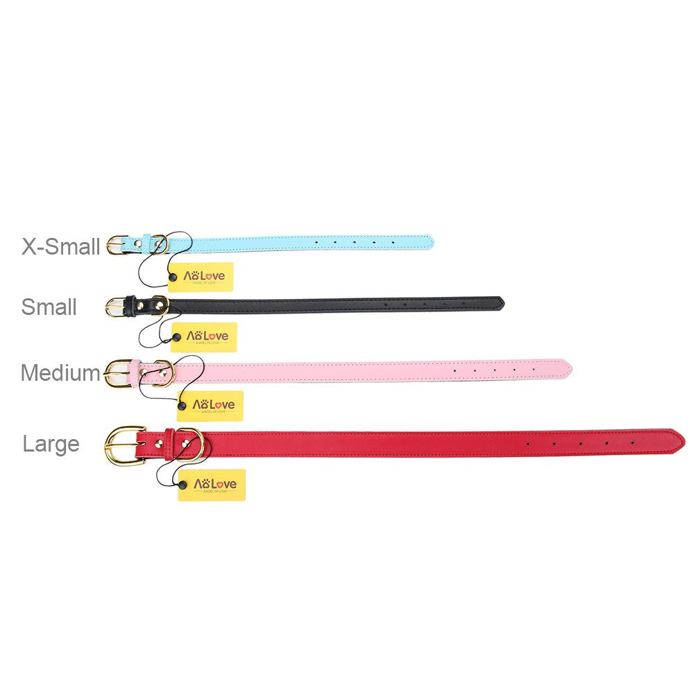 Aolove Basic Classic Padded Leather Pet Collars For Cats Puppy Small Medium Dogs (Brown, X-Small)