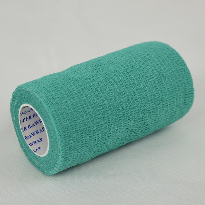 SU-PER FlexWRAP 12 Rolls Self Adhesive Bandages Wrap Cutter - Strong, Flexible, First Aid Bandages for Wound Dressings & Horse L