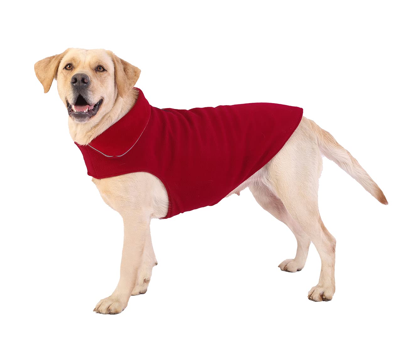 Fleece Dog Coat Pet Jacket Reflective For Cold Weather For Extra Large To Small Pets(Red,S)