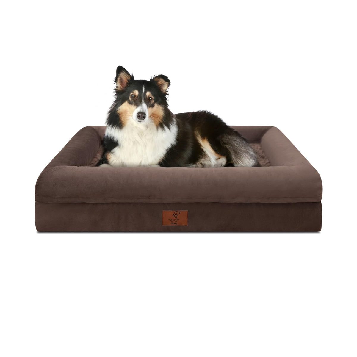 Yiruka Large Dog Bed, Brown Orthopedic Dog Bed, Waterproof Dog Bed With Removable Cover, 4-Sides Removable Bolster Dog Soft Sofa Bed With Nonskid Bottom, Washable Dog Beds For Large Dogs