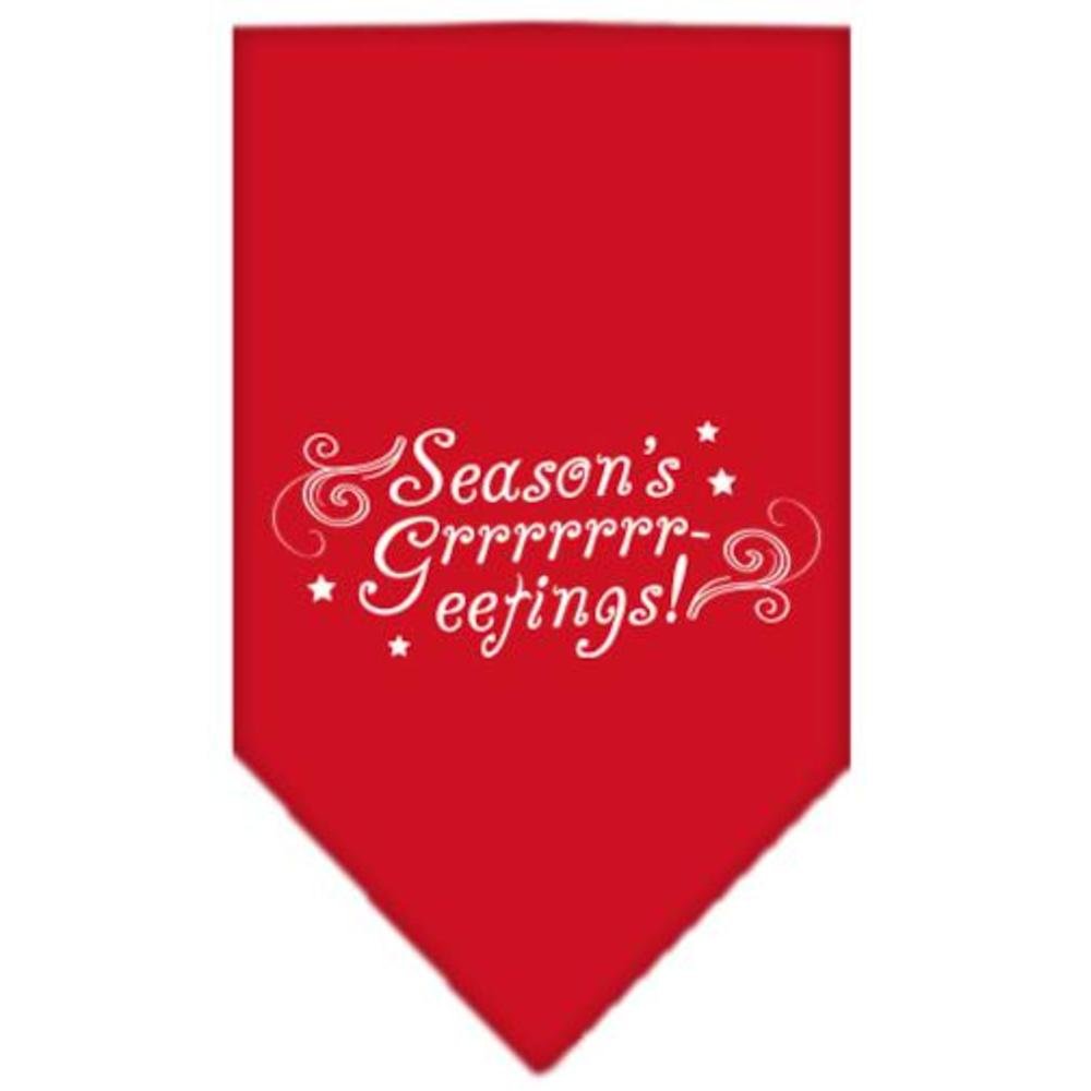 Christmas Pet and Dog Bandana Screen Printed, &quot;Season's Greetings&quot; Red Small