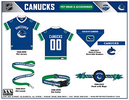 Pets First NHL Vancouver Canucks Jersey for Dogs & Cats, X-Large. - Let Your Pet Be A Real NHL Fan!