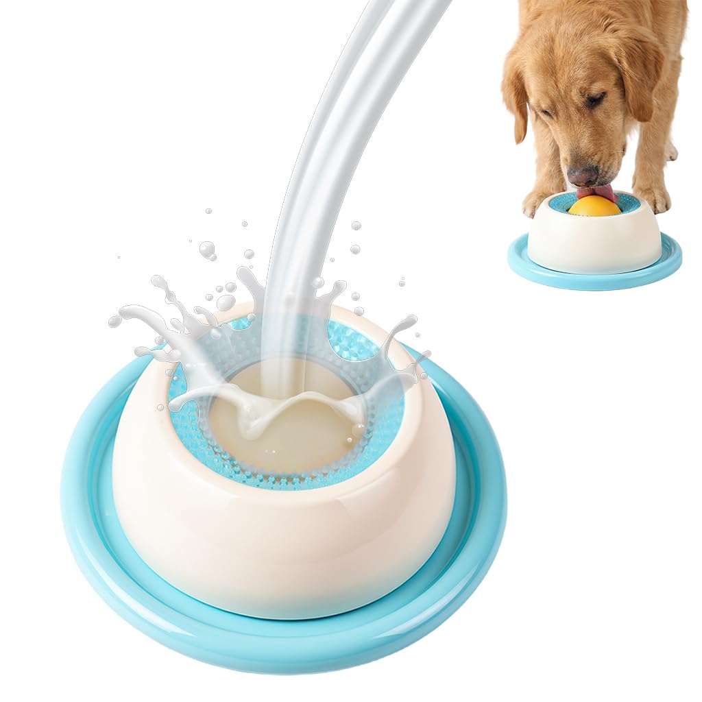 Qpets Lick Mat & Puzzle Feeder for Cats & Dogs  Interactive Toy with Rolling Ball Dispenser, Slow Feeder for Anxiety & Boredom 