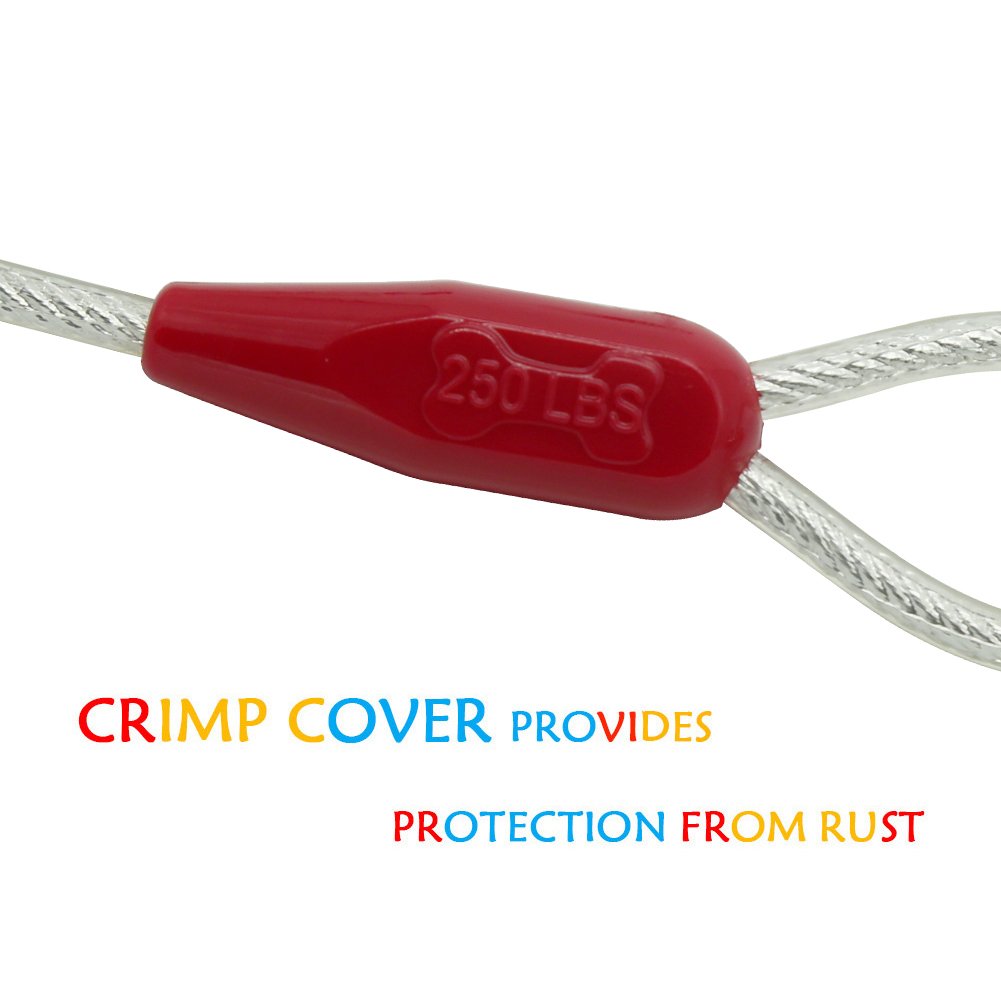 Petest 25Ft Reflective Tie-Out Cable For Super Dogs Up To 250 Pounds