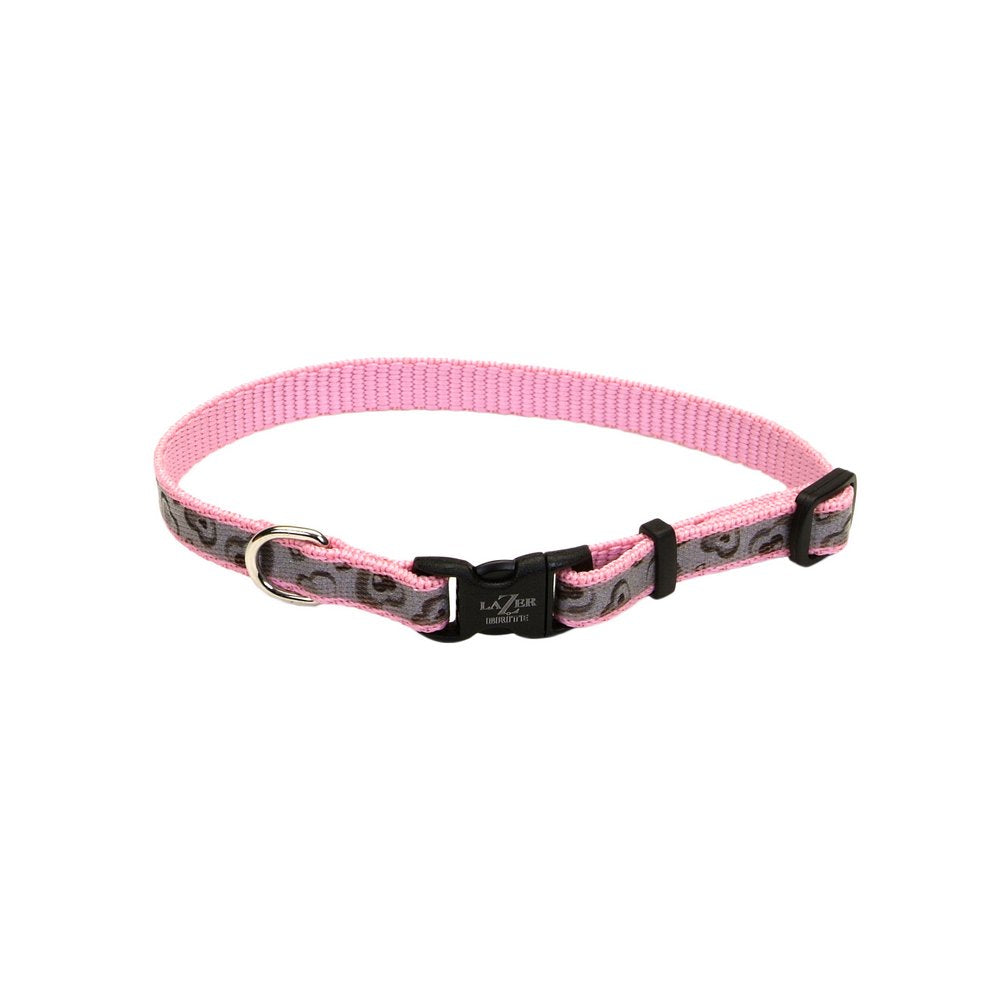 Coastal Pet Lazer Brite Reflective Adjustable Dog Collar Pink Hearts