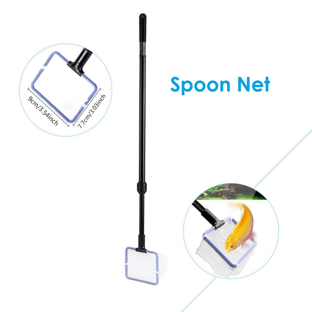 Aquatichi 5 In 1 Aquarium/Fish Tank Cleaning Kit/Tool, Algae Scraper, Fish Net, Sponge, Plant Fork, Gravel Rake, Length 19 Inches (Non-Extendable)