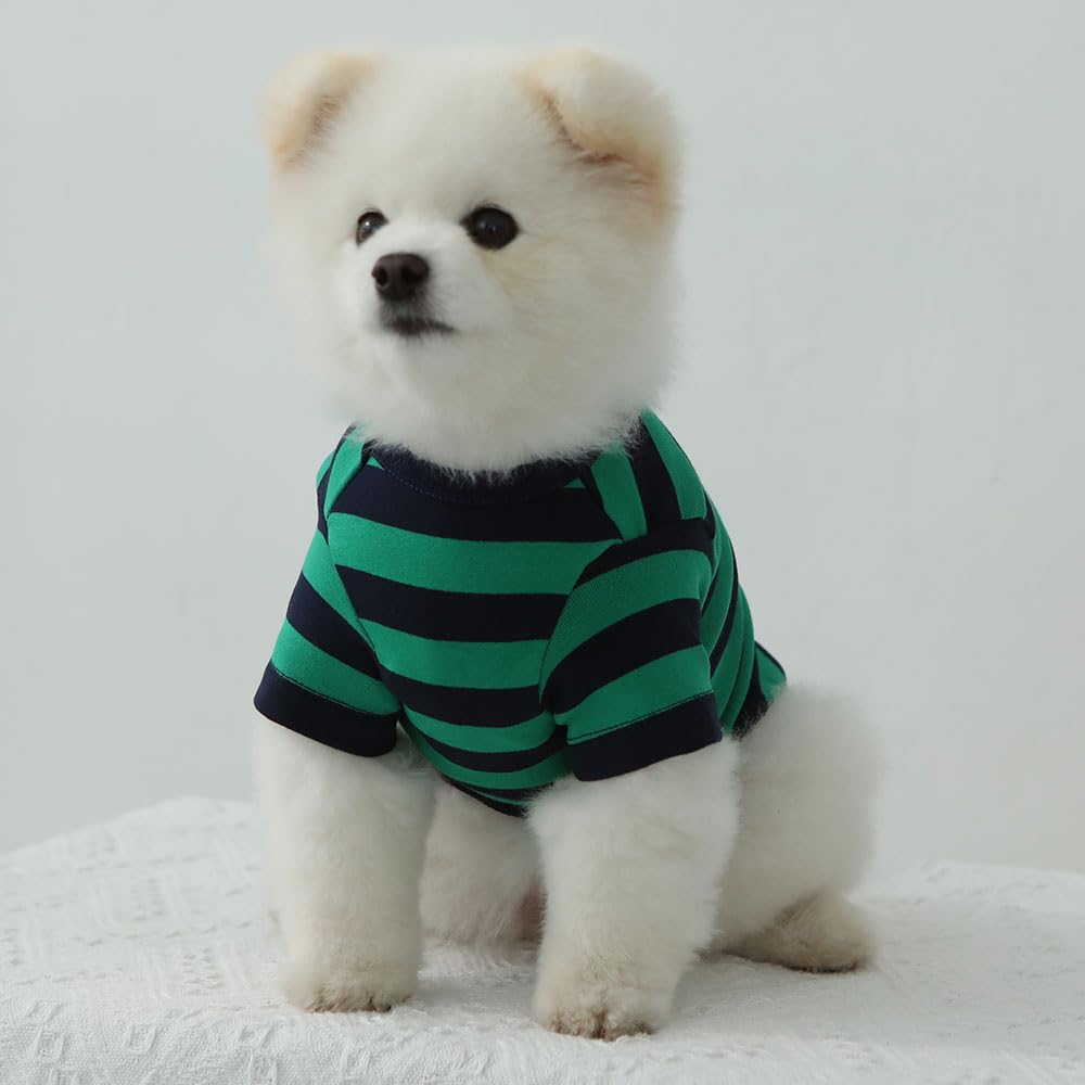 Lucky Petter Dog Cotton Shirts For Small And Large Dogs Rugby Striped T-Shirts Soft Breathable Dog Shirt Pet Clothes (Small, Gre