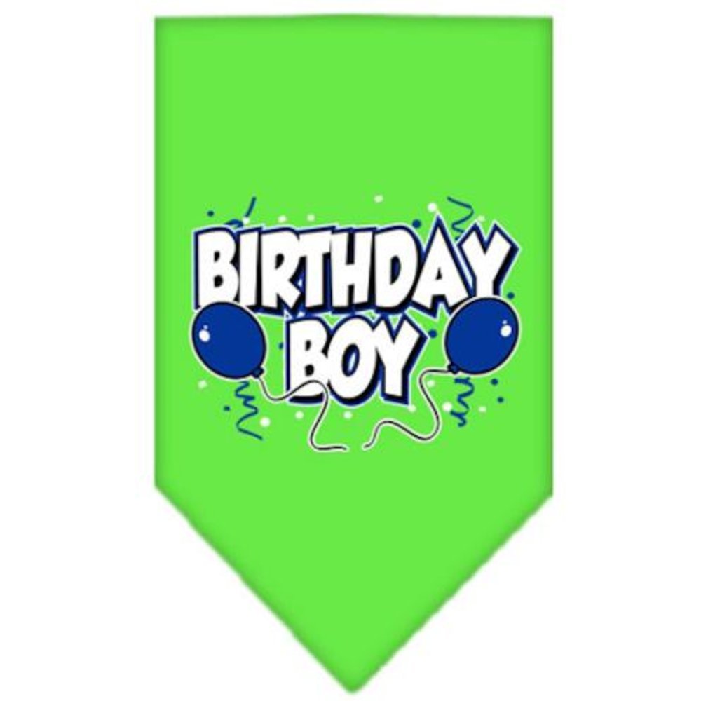 Pet and Dog Bandana Screen Printed, &quot;Birthday Girl -or- &quot;Birthday Boy&quot; Lime Green Birthday Boy (Large)