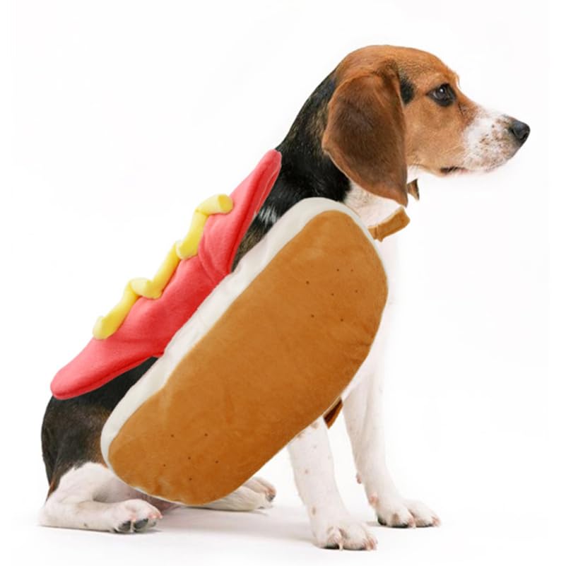 POPETPOP Hot Dog Cat Costume Funny Pet Costumes, Furry Pet Clothing Dog Cosplay Funny Costume Clothes for Small to Large Dogs Pu