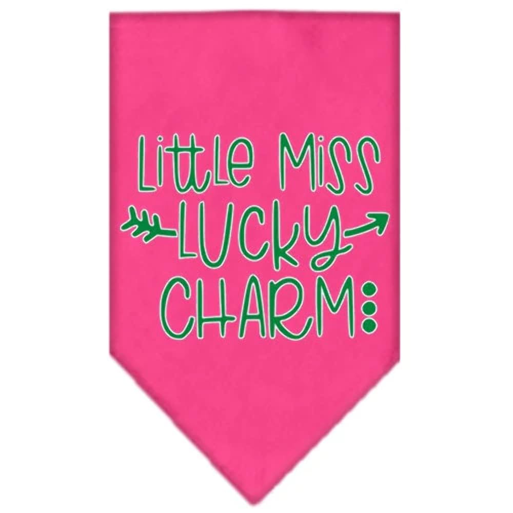 Mirage Pet Products Little Miss Lucky Charm Screen Print Bandana Light Pink Large