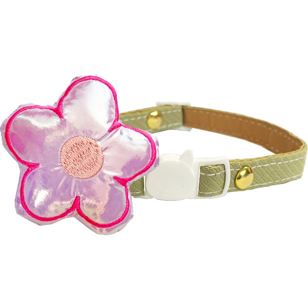 Icicecream Safety Breakaway Cat Collar With Adjustable Violet Flower, 1 Pack For Female, Male, Cat, Kitten, Small Dog