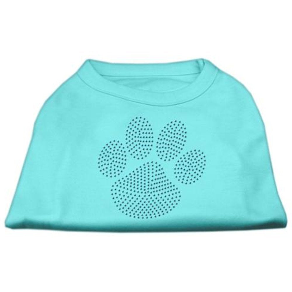 Mirage Pet Products Blue Paw Rhinestud Shirt, Medium, Aqua