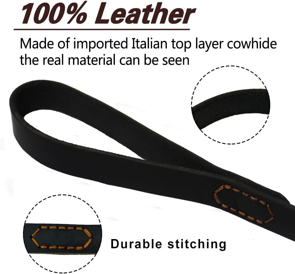 Leather Dog Leash 4Ft X 3/4 Inch, Heavy Duty Genuine Leather Braided Dog Training Leash, Soft And Strong Cowhide Dog Leashes For