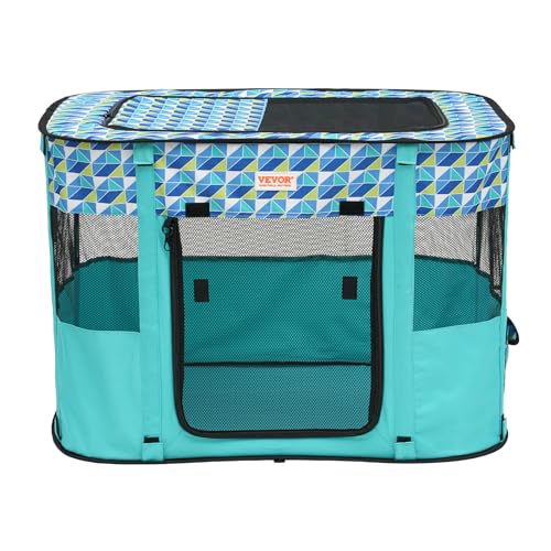 VEVOR Foldable Pet Playpen, 32 x 24 x 22 Portable Dog Playpen, Crate Kennel for Puppy, Dog, Cat, Waterproof 600D Oxford Cl