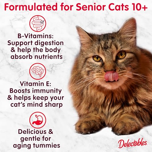 New! Delectables Lickable Treat Gravy Senior 10+ Variety Wet Cat Treat & Food Topper, Food Topper, Hydrating, Grain-Free, No Fil