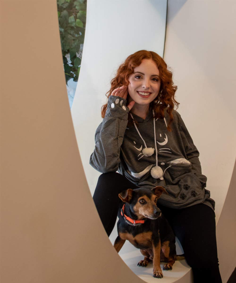 Alyc Unisex Hoodies Pet Holder Cat Dog Kangaroo Pouch Carries Pullover With Cat Printing Sweatshirt (Dark Grey, M)