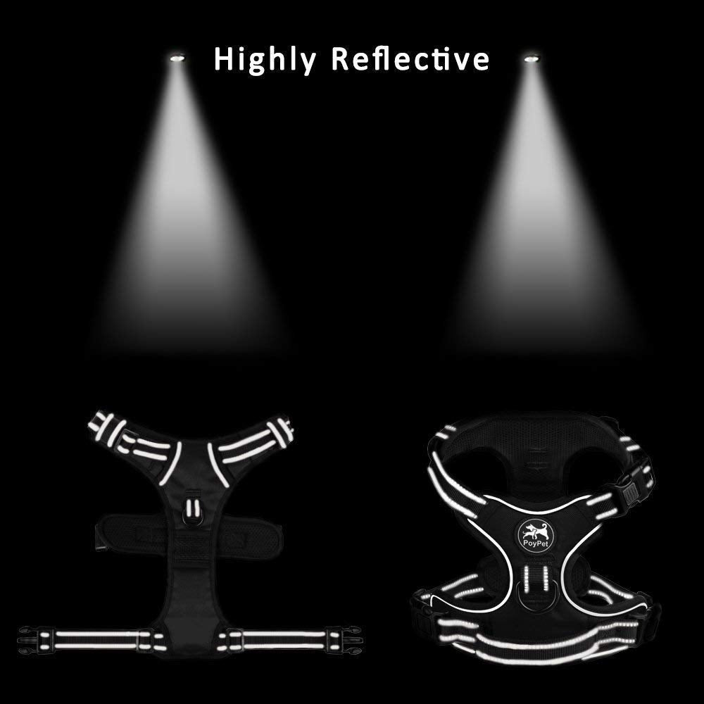 Poypet No Pull Dog Harness, No Choke Front Clip Dog Reflective Harness, Adjustable Soft Padded Pet Vest With Easy Control Handle