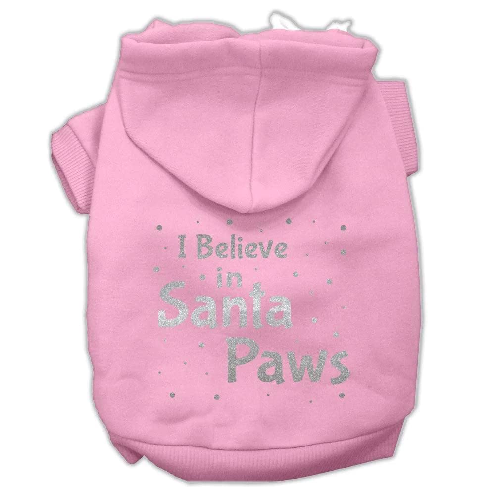 Christmas Pet, Dog & Cat Hoodie Screen Printed, I Believe in Santa Paws Baby Blue SM (3-6 lbs.)