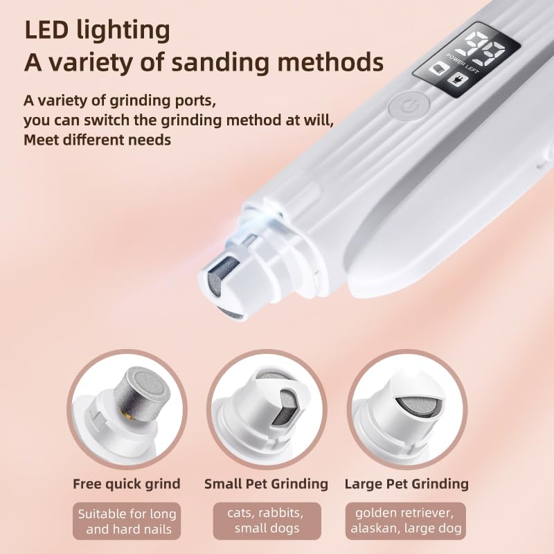 Dog & Cat Nail Clipper And Grinder 2 In 1,Rechargeable With Multiple Sanding Ports And Splash Guard. Led Light On Both Ends,Come