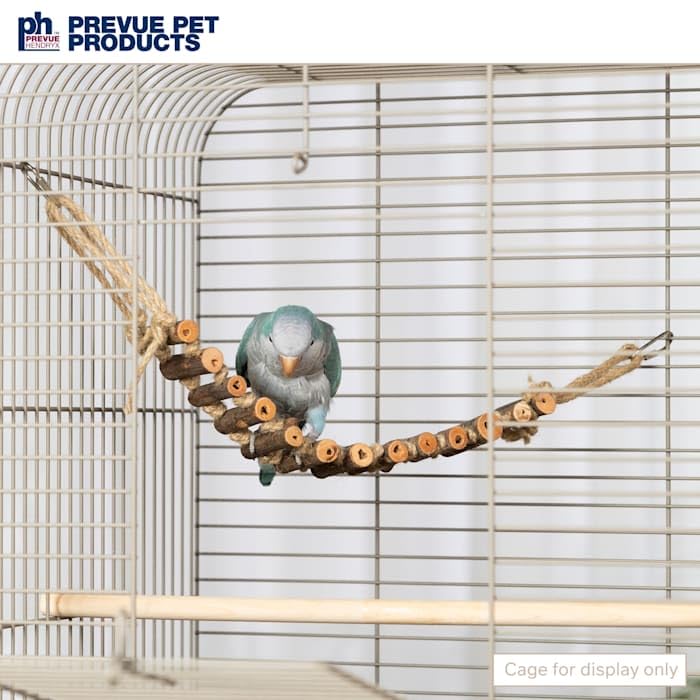 Prevue Pet Products Naturals Rope Ladder Bird Toy, Wood Stairs Climbing Activity Attachment For Birdcage, Earth Tone Brown 62806