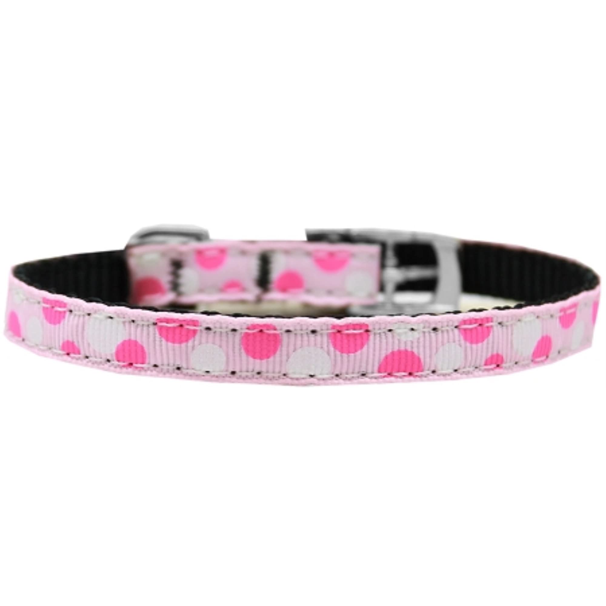 Mirage Pet Products Confetti Dots Nylon Dog Collar with Classic Buckle, Size 16, Light Pink