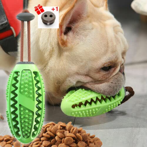 RvPaws Interactive Dispensing Chewable Light Rugby Ball Design Pet, Natural Rubber Squeaky Pet Playing Toys for Dogs, Puppies an