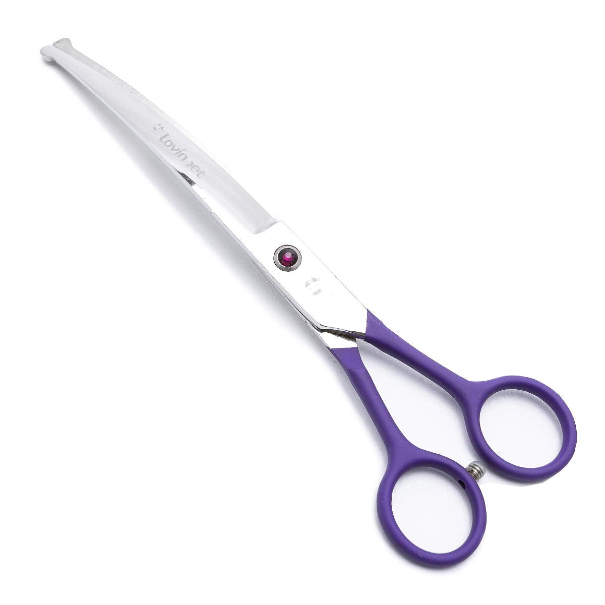 Lovinpet Pet Grooming Scissors 7' Curved Right/Left-Handed Pet Round-Tip Grooming 6Cr Stainless Steel Safety Trimming Shears For Dogs And Cats (Easy Use Curved Scissor)