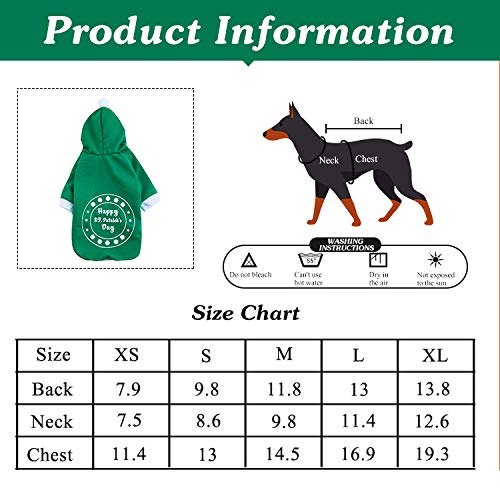 Impoosy St Patrick'S Day Pet Dog Hoodies Funny Clover Shirt Cute Puppy Costume Clothes For Small Medium Dogs Cats Pets (M)